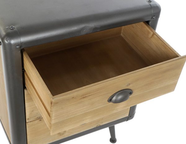 MESITA DE NOCHE ABETO METAL 51X40X70 NATURAL