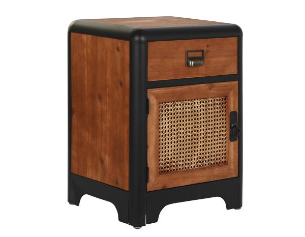 MESITA DE NOCHE ABETO METAL 48X40X62 MARRON OSCURO