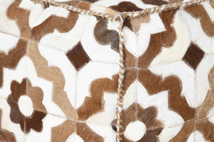 POUF PIEL POLIESTER 45X45X40 ROMBOS MARRON - Imagen 1