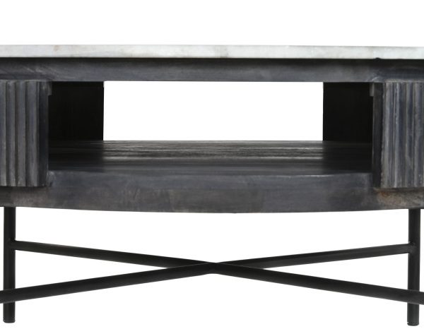 MESA CENTRO MANGO MARMOL 90X90X42 NEGRO