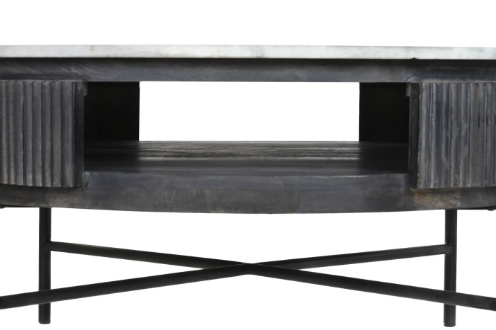 MESA CENTRO MANGO MARMOL 90X90X42 NEGRO - Imagen 1