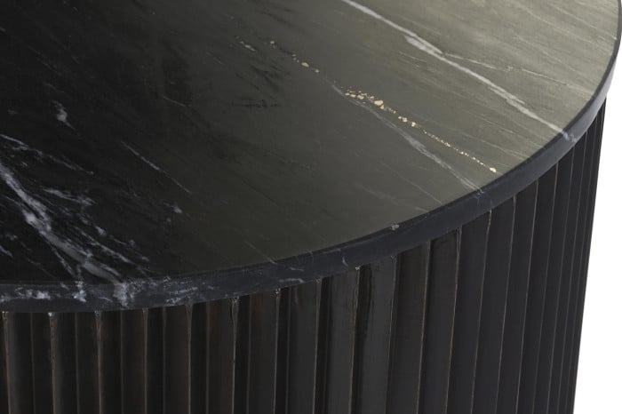 MESA CENTRO METAL MARMOL 61X61X41 NEGRO - Imagen 1