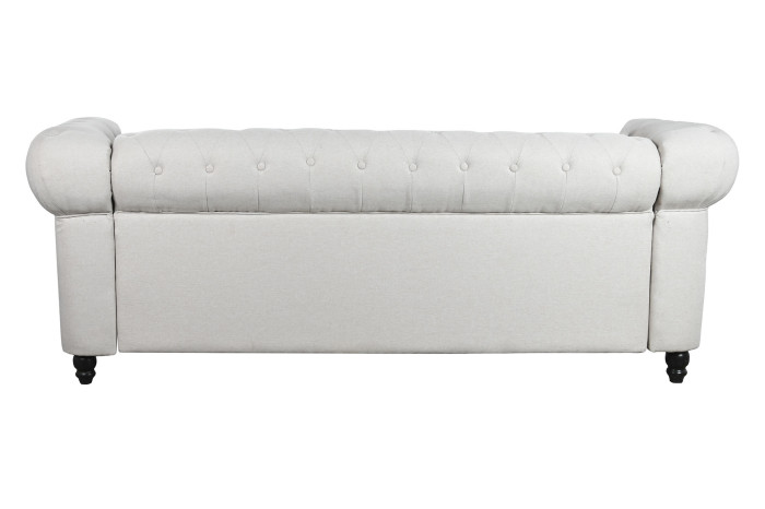 SOFA POLIESTER MADERA 209X84X76 CREMA - Imagen 1