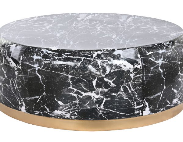 MESA CENTRO HIERRO 120X120X46,5 SIMIL MARMOL NEGRO