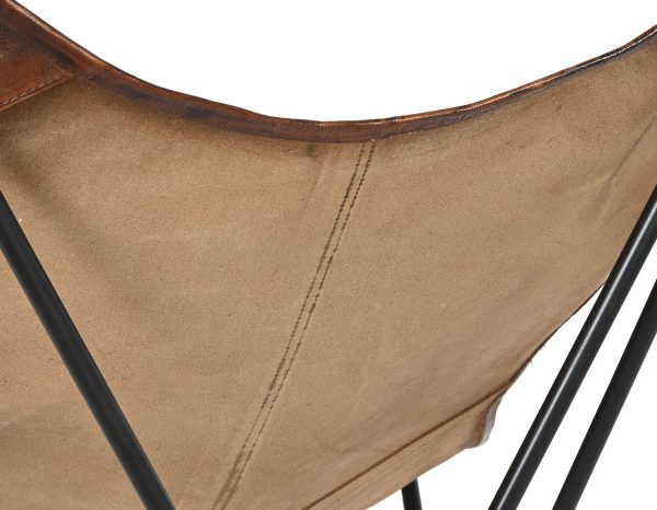 SILLA CUERO METAL 76X76X89 MARIPOSA MARRON