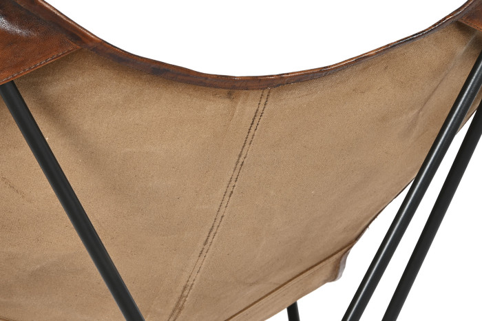 SILLA CUERO METAL 76X76X89 MARIPOSA MARRON - Imagen 1
