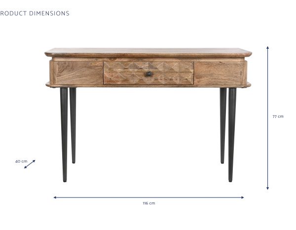 CONSOLA MANGO METAL 116X40X77 NATURAL