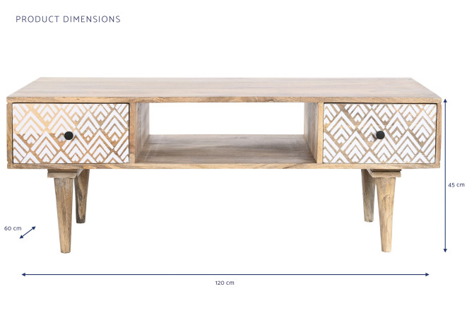 MESA CENTRO MANGO 120X60X45 NATURAL - Imagen 1