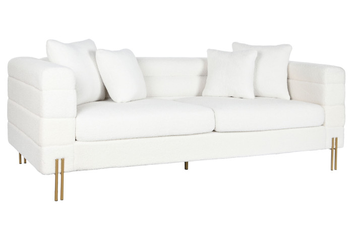SOFA POLIESTER METAL 205X85X73 BORREGUITO BLANCO - Imagen 1