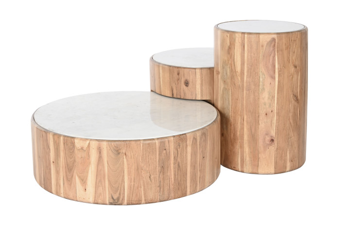 MESA CENTRO SET 3 ACACIA 38,5X38,5X58,5 65,10 - Imagen 1
