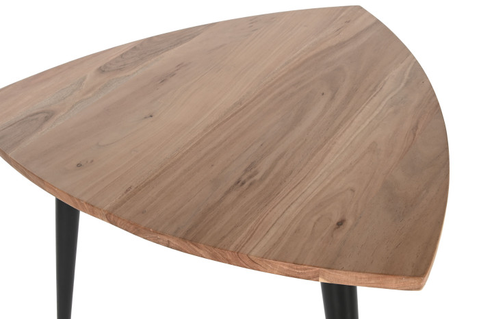 MESA CENTRO ACACIA METAL 90X90X76 NATURAL - Imagen 1
