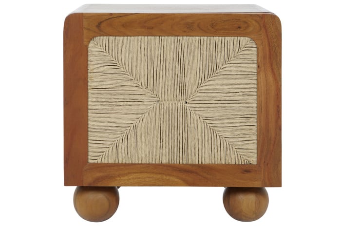 MESITA DE NOCHE ACACIA RATAN 50X40X50 TRENZADO - Imagen 1