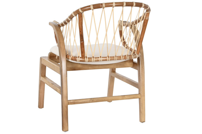 SILLA CAOBA RATAN 57X65X79 CON COJIN NATURAL - Imagen 1