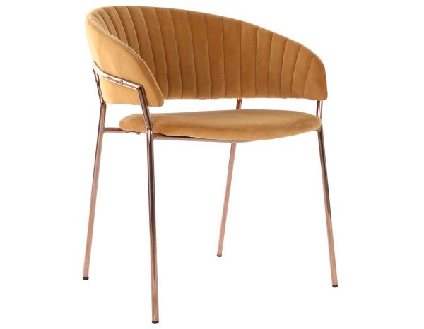 SILLA POLIESTER METAL 58X53X74 TERCIOPELO NARANJA