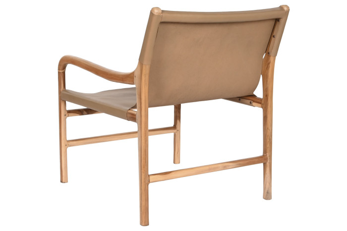 BUTACA TECA PIEL 70X73X80 MARRON - Imagen 1