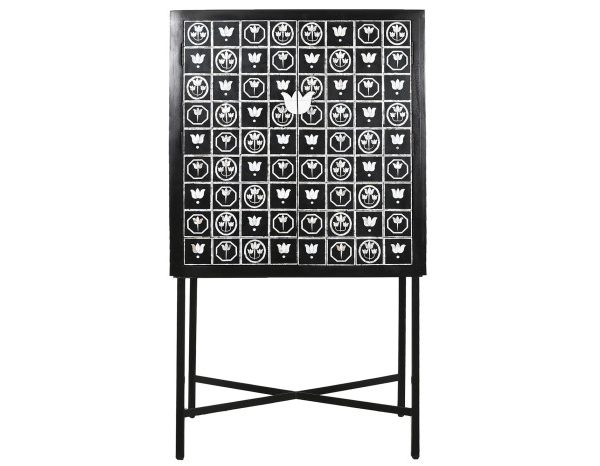 MUEBLE BAR HUESO HIERRO 80X40X153 TARACEA BICOLOR