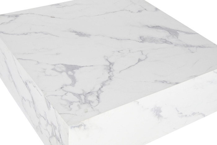 MESA CENTRO MDF 90X90X35 SIMIL MARMOL BLANCO - Imagen 1
