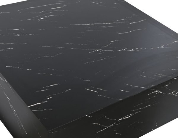 MESA CENTRO MDF 90X90X35 SIMIL MARMOL NEGRO