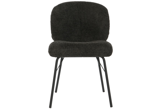 SILLA POLIESTER METAL 52X60X80 BOUCLE NEGRO - Imagen 1