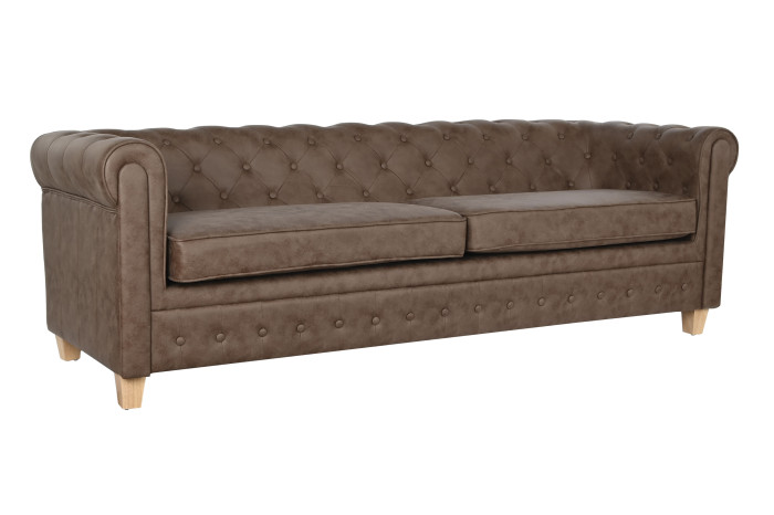 SOFA POLIESTER MADERA 216X78X70 3 PLAZAS MARRON - Imagen 1