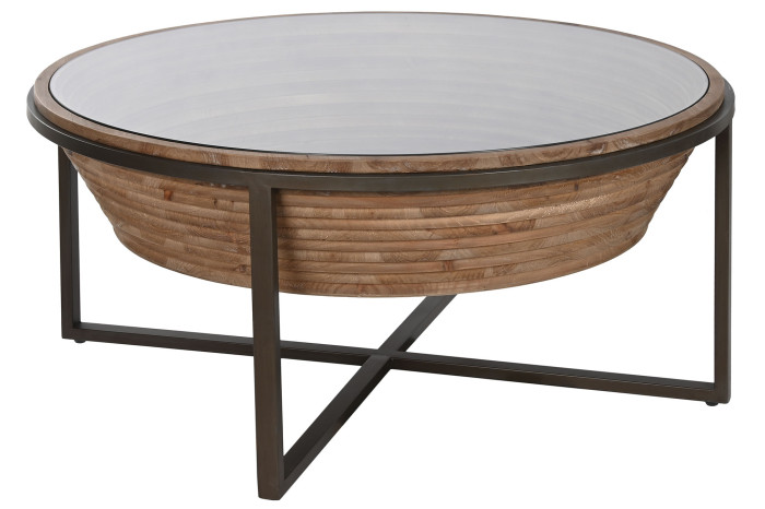 MESA CENTRO ABETO CRISTAL 102X102X46 NEGRO - Imagen 1