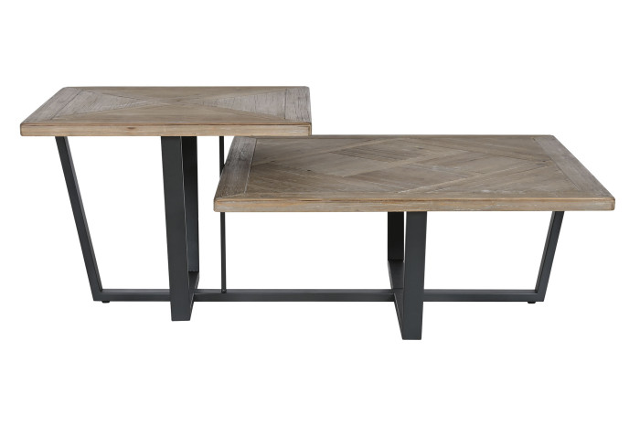 MESA CENTRO ABETO METAL 118X78X45 NATURAL - Imagen 1