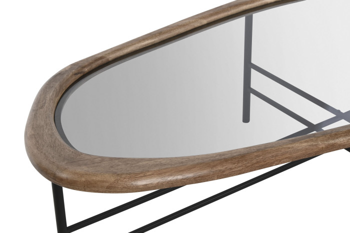 MESA CENTRO ABETO CRISTAL 120X69X33 NATURAL NEGRO - Imagen 1