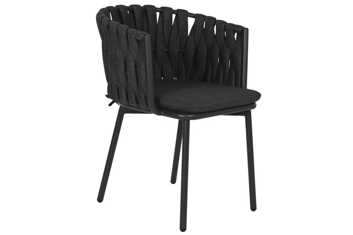 SILLA ALUMINIO CUERDA 57X56X72 CON COJIN GRIS - Imagen 1