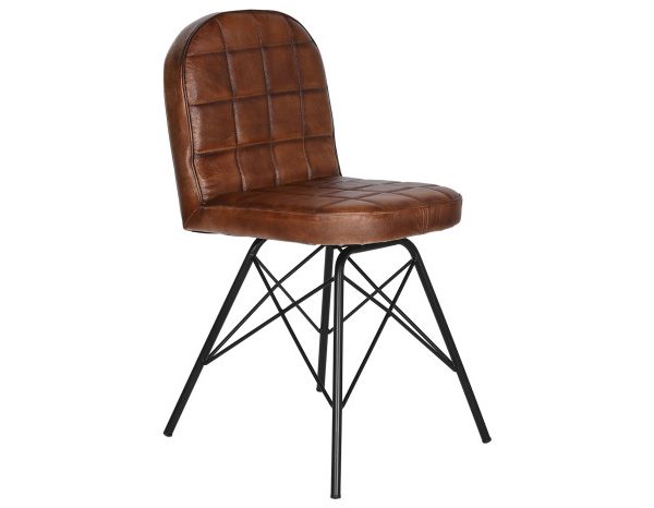 SILLA METAL PIEL 51X51X89 MARRON