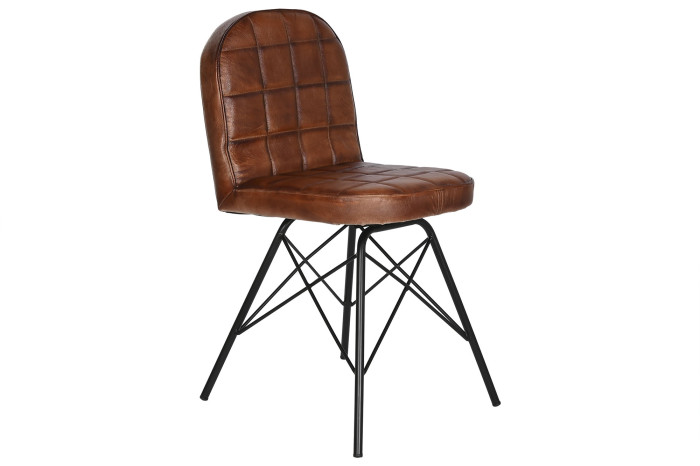 SILLA METAL PIEL 51X51X89 MARRON - Imagen 1