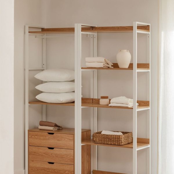 Armario Modular Abierto de 2 Piezas con Cajones y Estantería en Acero y Madera Ariaster