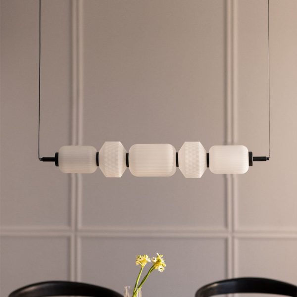 Lámpara de techo lineal LED en hierro y cristal (95 cm) Necsar