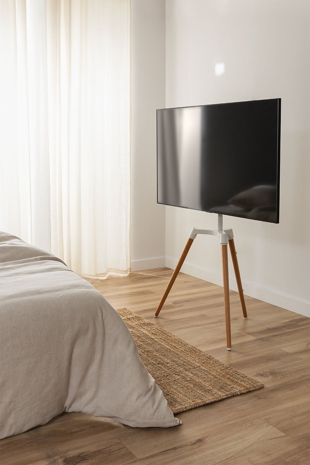 Soporte de pie trípode para TV en acero y madera Rouben - Imagen 1
